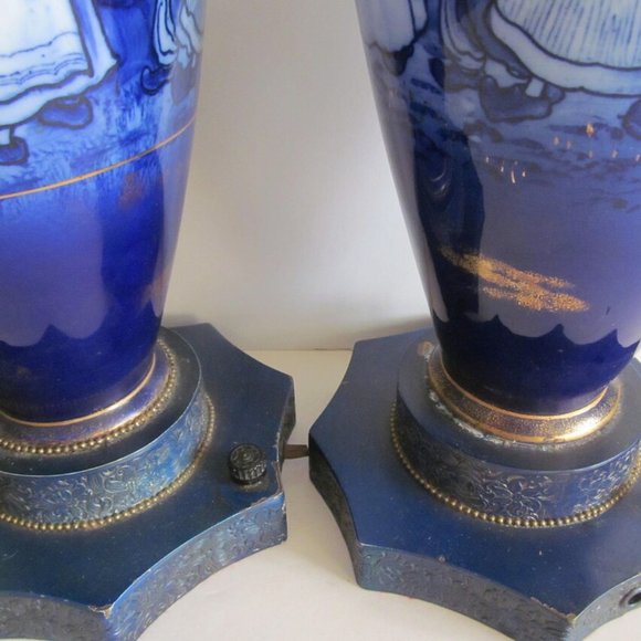 Pr of Flow Blue Lamps Flow Blue Delft Holland Lamps Blue Delft Lamps Flow Blue - Picture 7 of 8